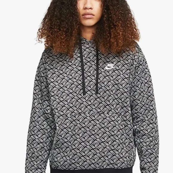 NEW NIKE Men's Hoodie Pullover Sweatshirt All over Logo Black Size S M L XXL - Picture 1 of 4